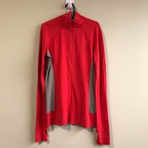 Dkny jeans orange sweatshirt jacket orangy red gray size Large